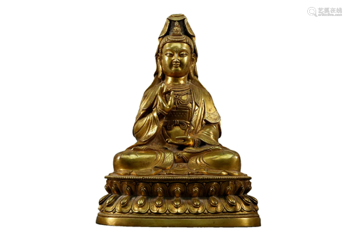 A Gilt-Bronze Figure of Guanyin