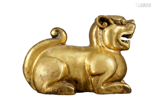 A Gilt-Bronze Beast Ornament