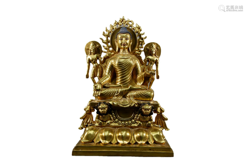 A Gilt-Bronze Figure of Buddha Shakyamuni