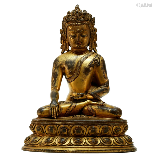 A Gorgeous Tibetan Gilt-bronze Statue