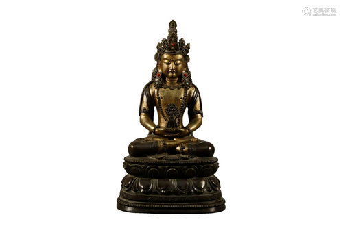 A Gilt-Bronze Figure of Amitayus Buddha