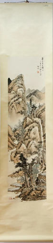 A Chinese Ink Painting Hanging Scroll By Qi Gong