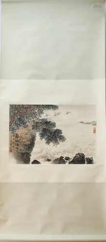 A Chinese Ink Painting Hanging Scroll By Qian Songyan