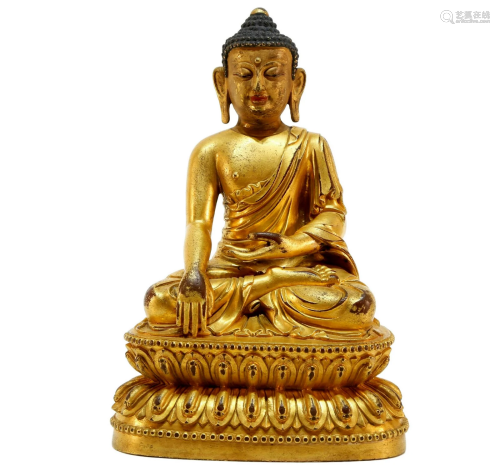 A Delicate Gilt-bronze Sakyamuni