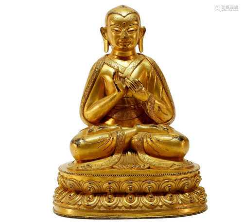 A Fine Gilt-bronze Guru