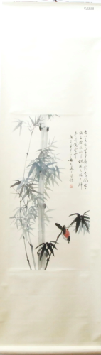 A Chinese Ink Painting Hanging Scroll By Huang Huanwu