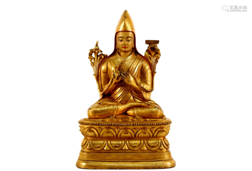 A Gilt Bronze Figure Of Tsongkhapa