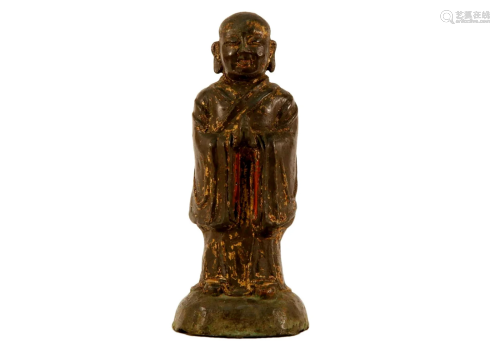 A Bronze Painted Gold Figure Of Luohan