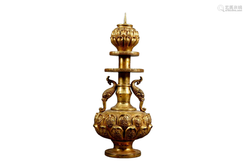 A Gilt-Bronze Candlestick