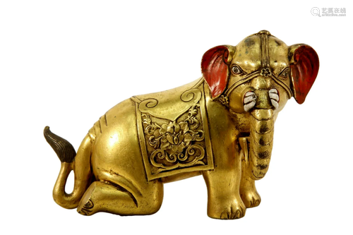 Gilt Bronze Ornament of Elephant