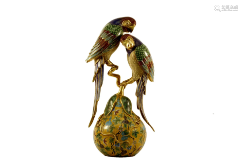 A Gilt-Bronze Parrot Ornament