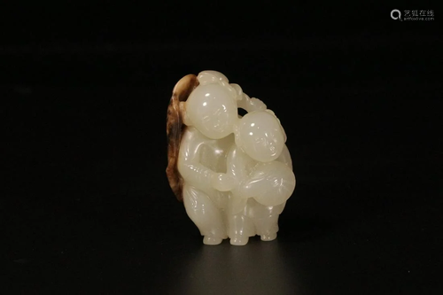 A Hetian Jade 'Boys And Lotus Leaves' Decoration