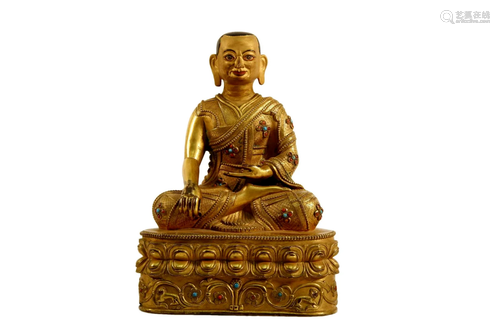 A Gilt Bronze Figure Of Guru