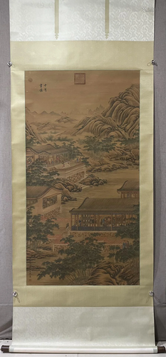 A Chinese Ink Painting Hanging Scroll By Lang Shining