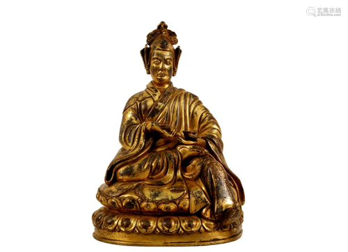 A Gilt Bronze Figure Of Guru