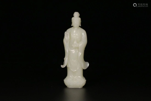 A Hetian Jade Figure Of Guanyin