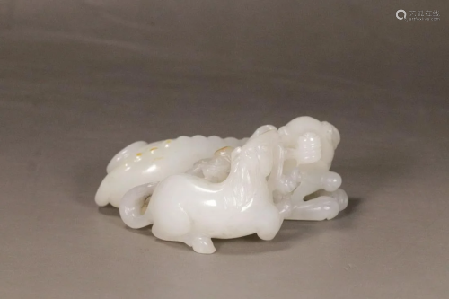 A Hetian Jade 'Hound And Horse' Decoration