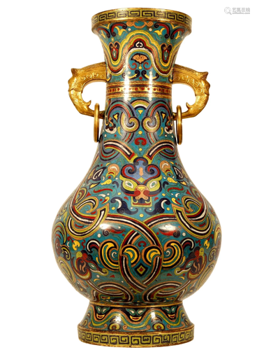 A Cloisonne 'Beast Face' Vase