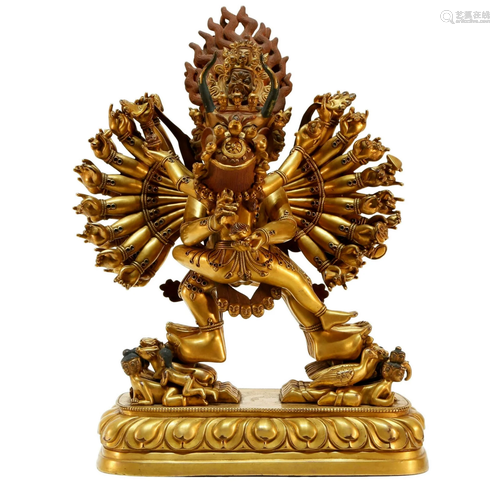 A Delicate Gilt-bronze Yamantaka