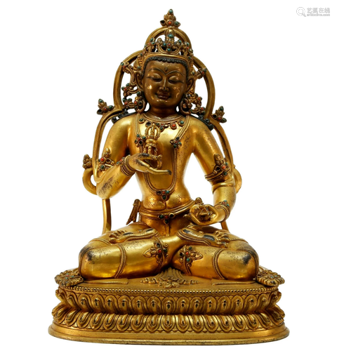 A Gorgeous Gilt-bronze Avalokitesvara