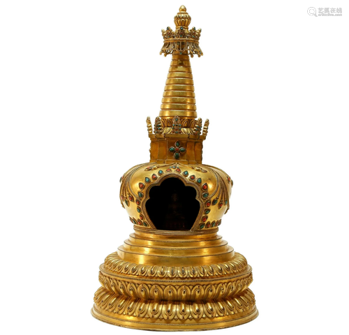 A Fine Gilt-bronze Pagoda