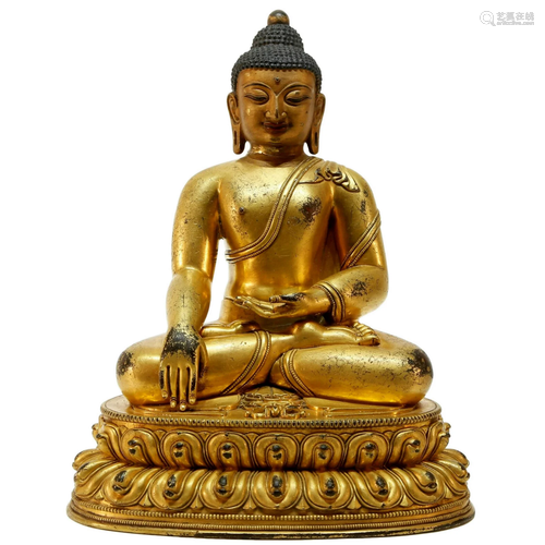 A Gorgeous Gilt-bronze Sakyamuni