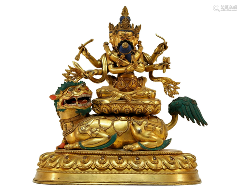 Superb Tibetan Gilt Bronze Statue