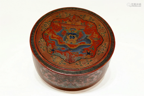 A Delicate Qiangjin Painted Lacquer 'Dragon' Box