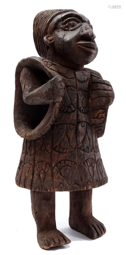 Cermonial wooden statue of a woman, Bamileke