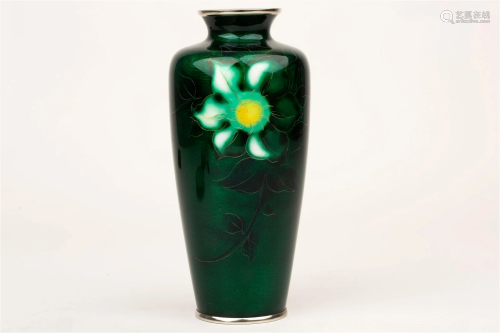 JAPANESE SILVER TIRE ENAMEL VASE