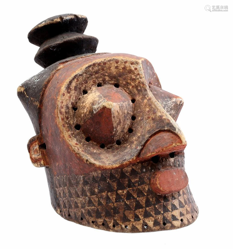 Wooden ceremonial polychrome mask