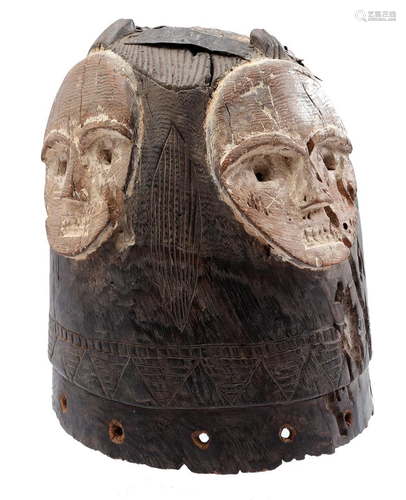 Wooden ceremonial mask with 4 faces