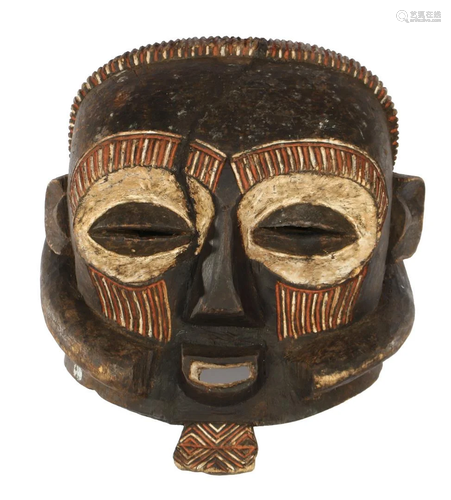 Wooden ceremonial mask with remains of polychrome