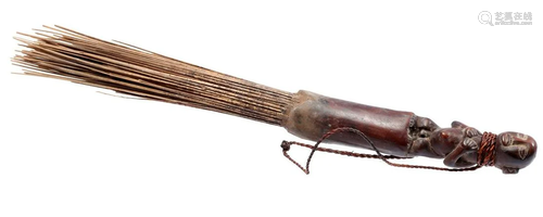 Hand broom, wooden handle in the shape