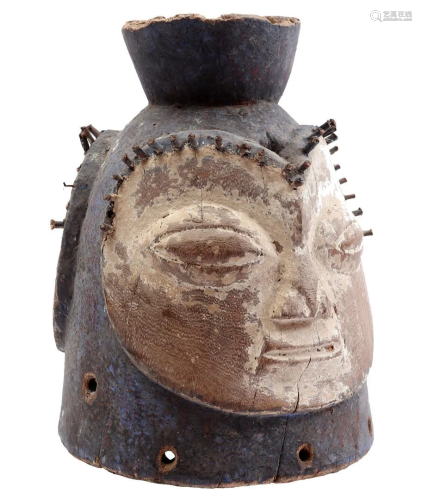Wooden ceremonial Mambila Janus mask