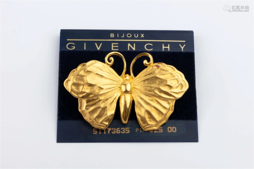 70S GIVENCHY GILT BUTTERFLY BROOCH