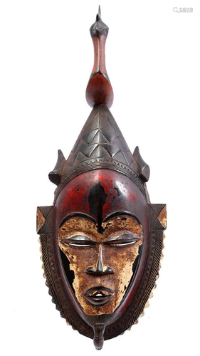 Wooden ceremonial polychrome mask