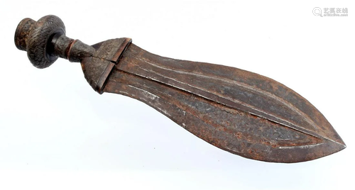 Ceremonial knife with carved wooden handle