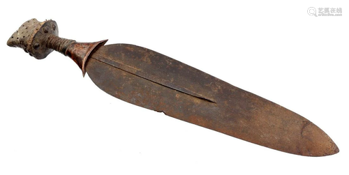 Ceremonial knife with carved wooden handle