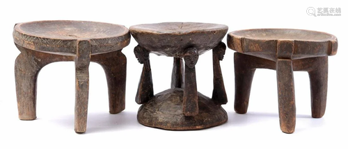 3 wooden stools or dishes on foot