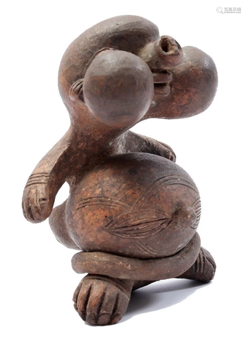 Ceramic fertility statue with swollen cheeks