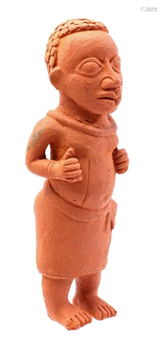 Earthenware ceremonial statue of a standing woman