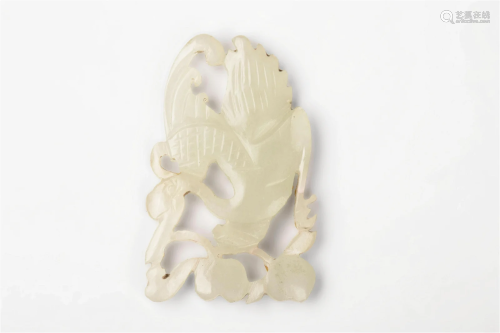 HOLLOW CARVED WHITE JADE PENDANT, QING DYNASTY