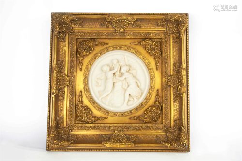 WHITE MARBLE HIGH RELIEF HANGING PAINTING, 19TH CENTURY