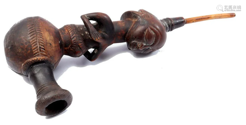 Wooden water pipe, Luba Zaire