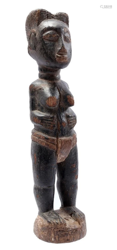 Wooden ceremonial Colon statue of a standing woman