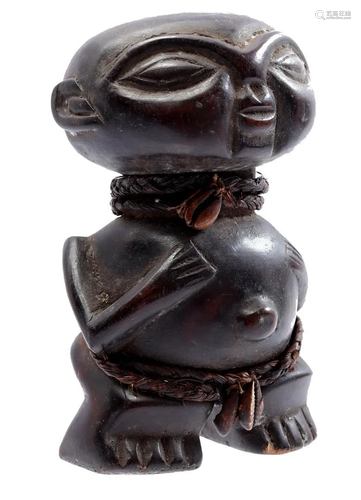 Wooden ceremonial Pygmy figurine, decorated