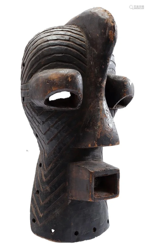 Wooden ceremonial mask, Songay DR Congo