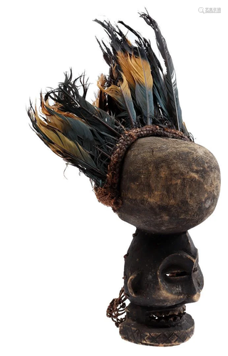 Wooden ceremonial Tsokwe mask decorated