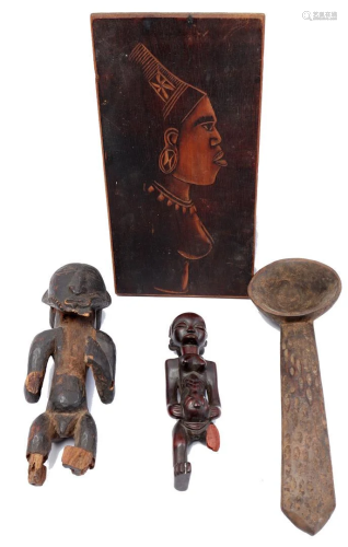 Wooden plaque with decor of African woman